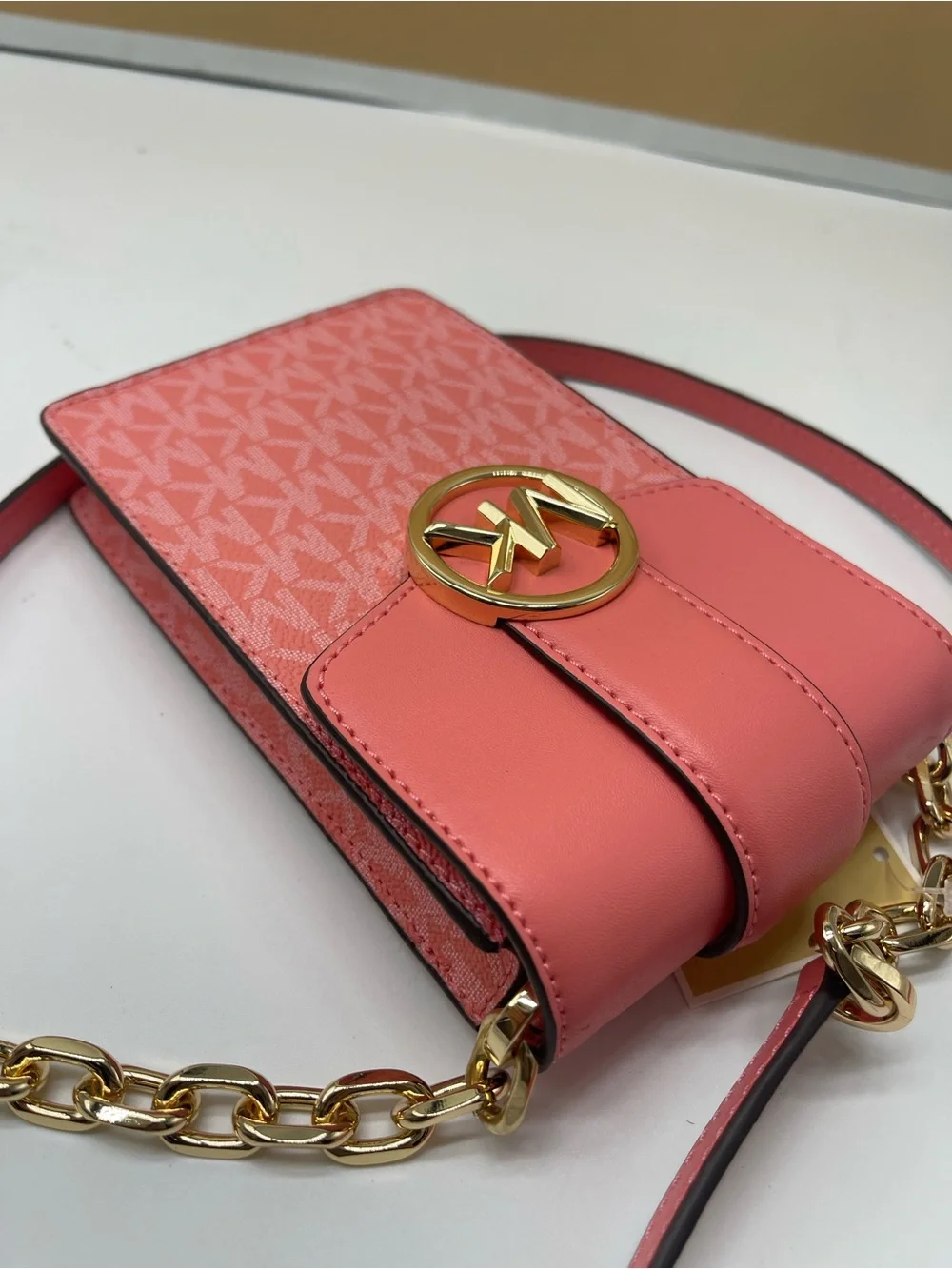 Michael Kors Carmen Small NS Phone Xbody Crossbody Bag Grapefruit NWT